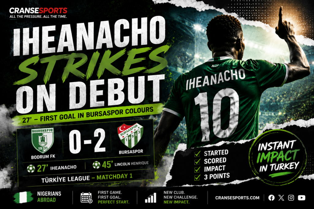 Kelechi Iheanacho scores on his Bursaspor debut against Bodrum FK