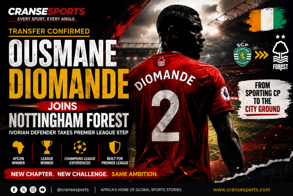 Côte d’Ivoire defender Ousmane Diomande following his move to Nottingham Forest from Sporting CP