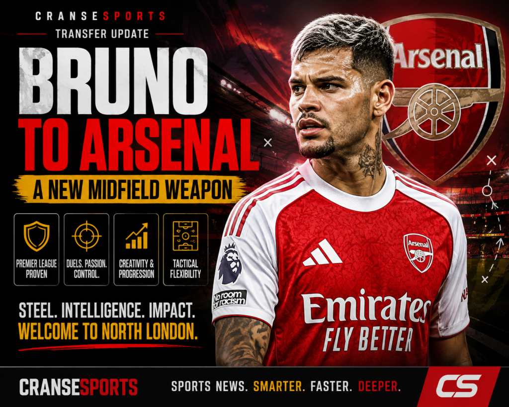 Bruno Guimarães following his move from Newcastle United to Arsenal
