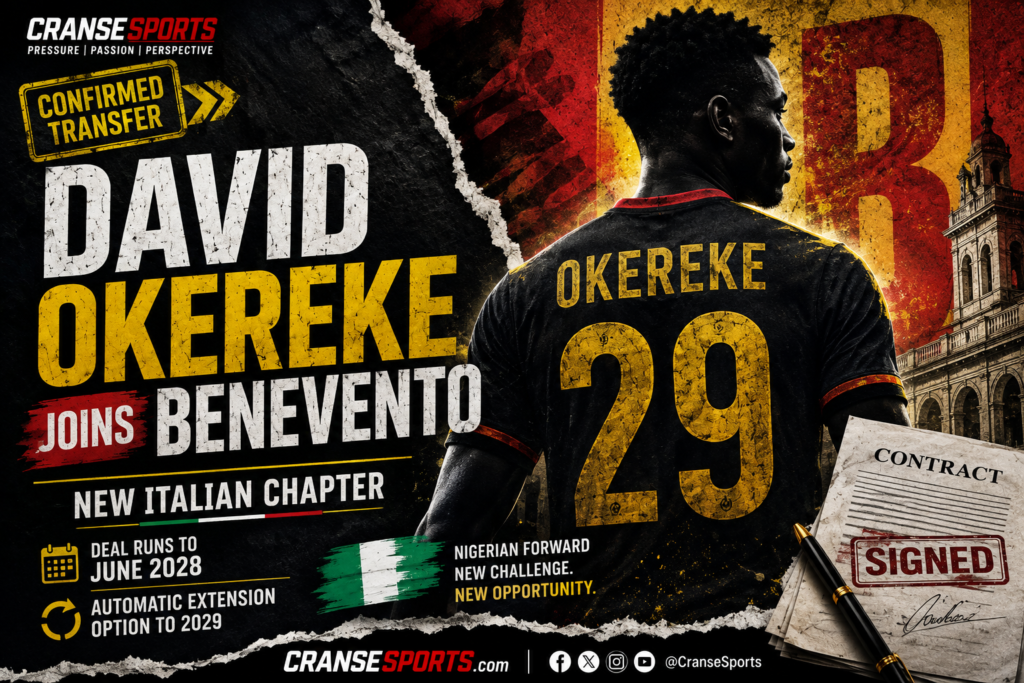David Okereke Benevento transfer feature graphic