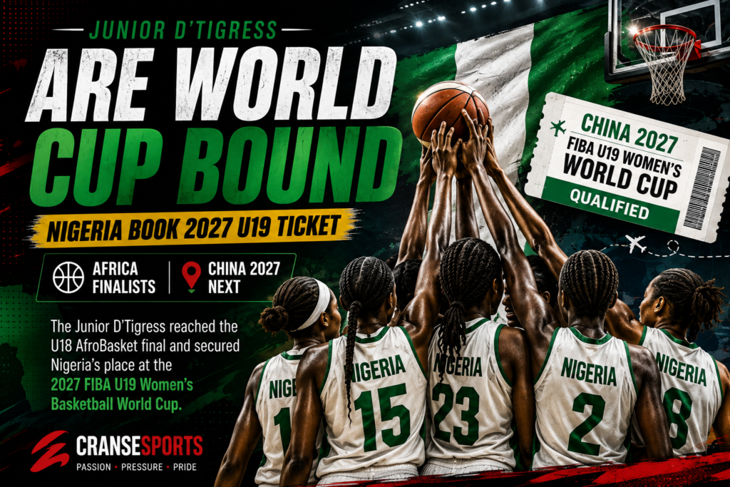 Nigeria’s Junior D’Tigress celebrate qualification for the 2027 FIBA U19 Women’s Basketball World Cup.