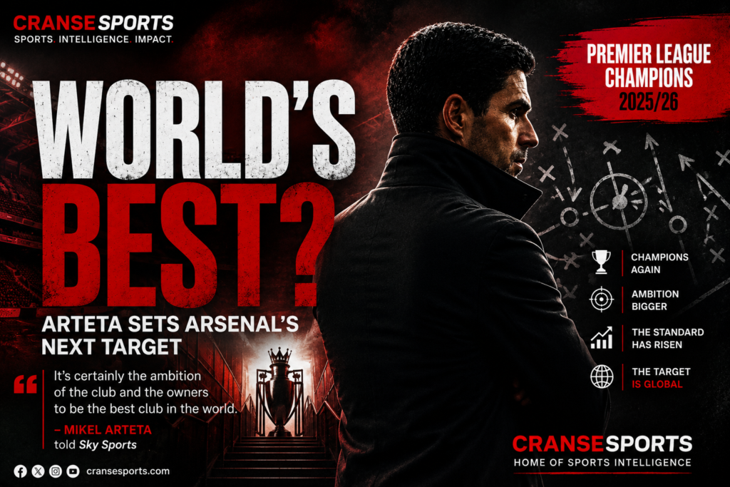 Mikel Arteta during an Arsenal match as the manager outlines the club’s ambition to become the best in the world.