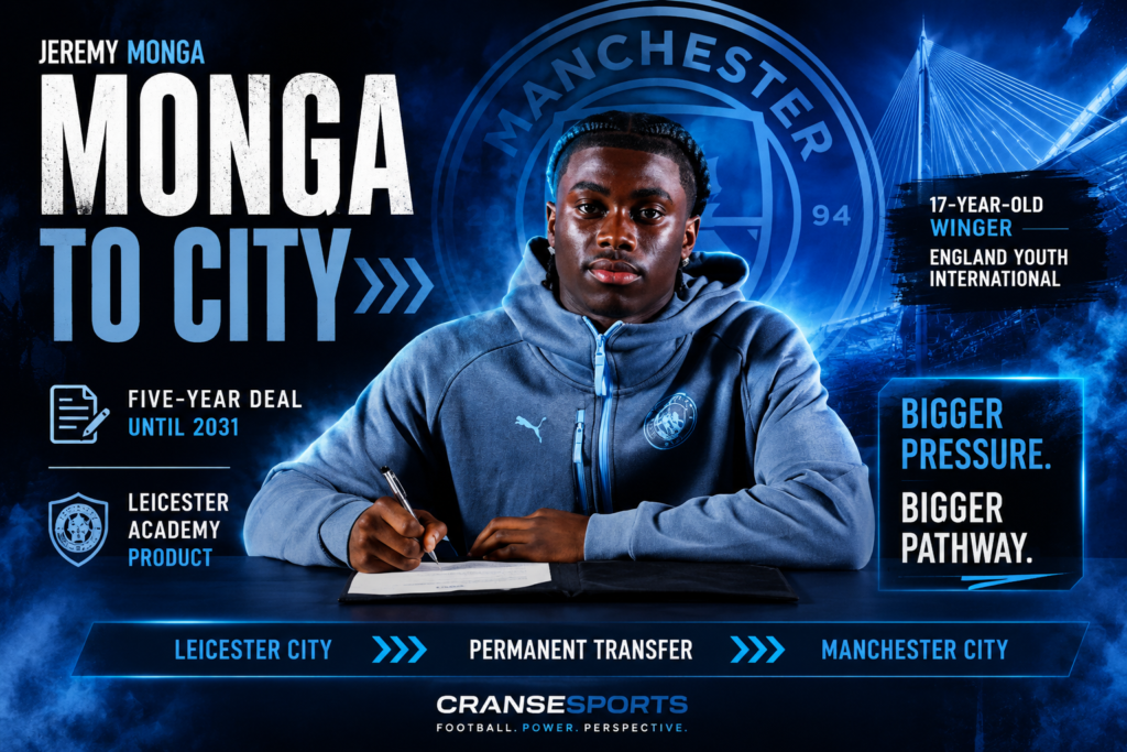 Jeremy Monga joins Manchester City from Leicester City on five-year deal