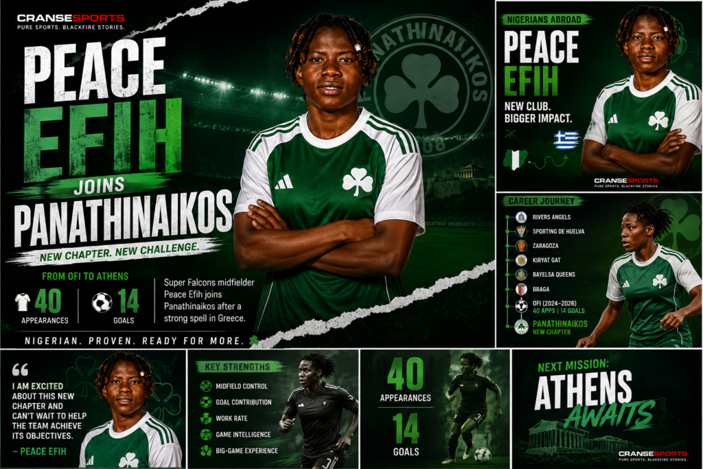 Nigeria midfielder Peace Efih joins Panathinaikos after her spell with OFI