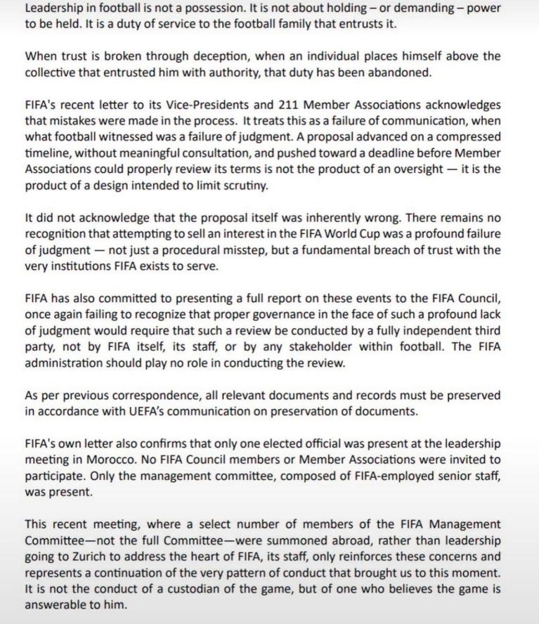 Football governance pressure graphic representing UEFA, AFC and Concacaf dispute with FIFA