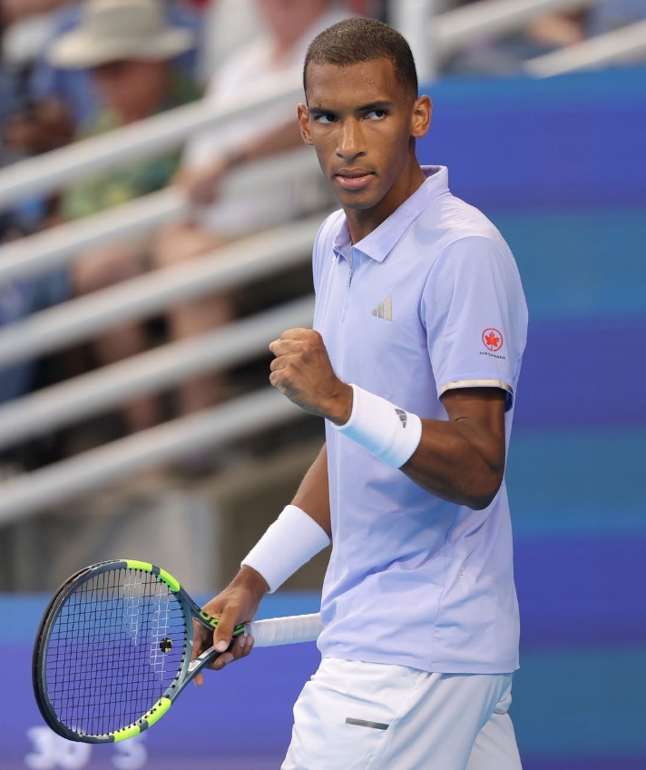 Felix Auger-Aliassime competing during the Cincinnati Open as he advances to face Frances Tiafoe.
