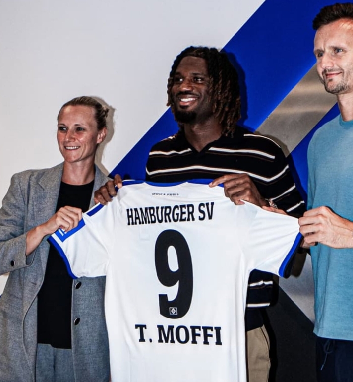 Terem Moffi Joins Hamburg, Takes No. 9 Shirt Terem Moffi Hamburg transfer graphic highlighting his No. 9 shirt